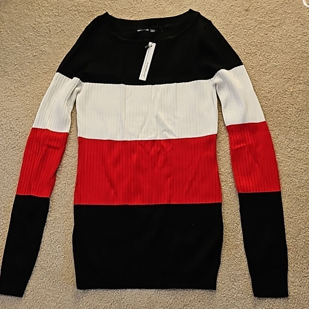 Amélieboutik Women Thick Striped Long Sleeve Crew Neck Sweater M
